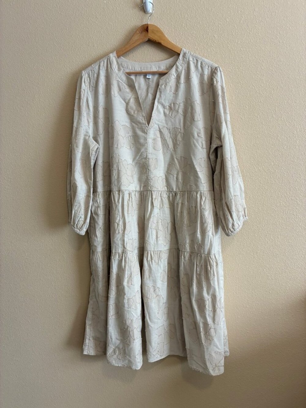 Chico's Cream Frayed Fabric Women's Dress Size 14